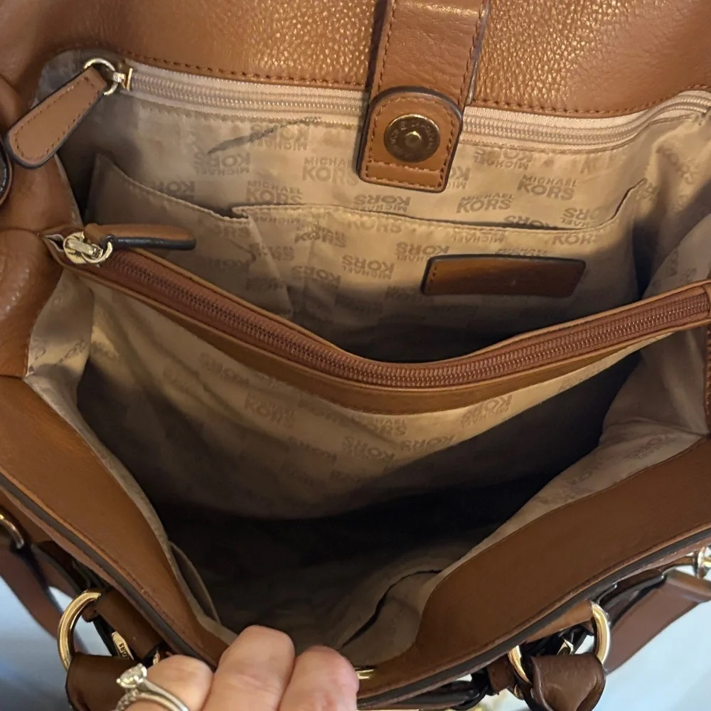 Michael Kors Hamilton Tan Leather Satchel - Picture 6 of 12